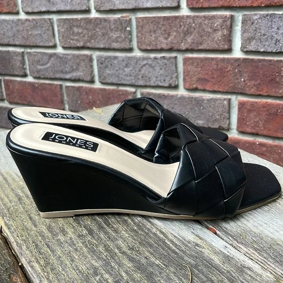 JONES NEW YORK | Iris | Woven |Slip On |Wedge |Black |Square Toe |Mule |Size 7.5 - Picture 5 of 14